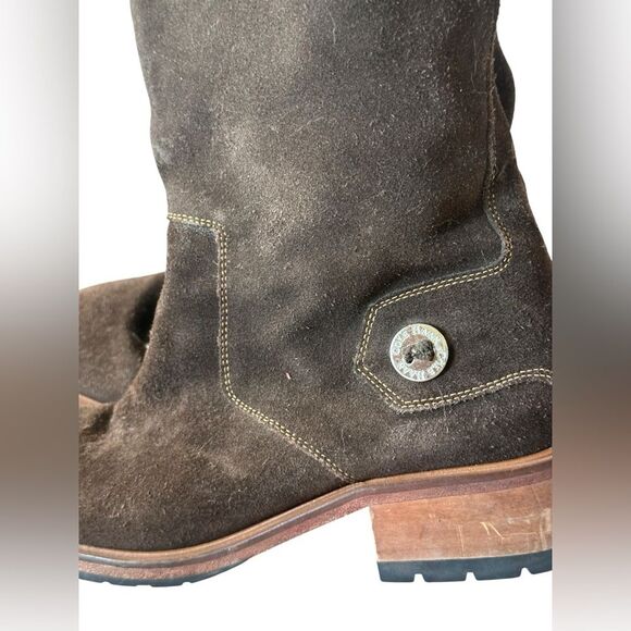 COLE HAAN Kody Tall Brown Suede Shearling lined Lug Boots Sz 8.5 - Picture 4 of 10